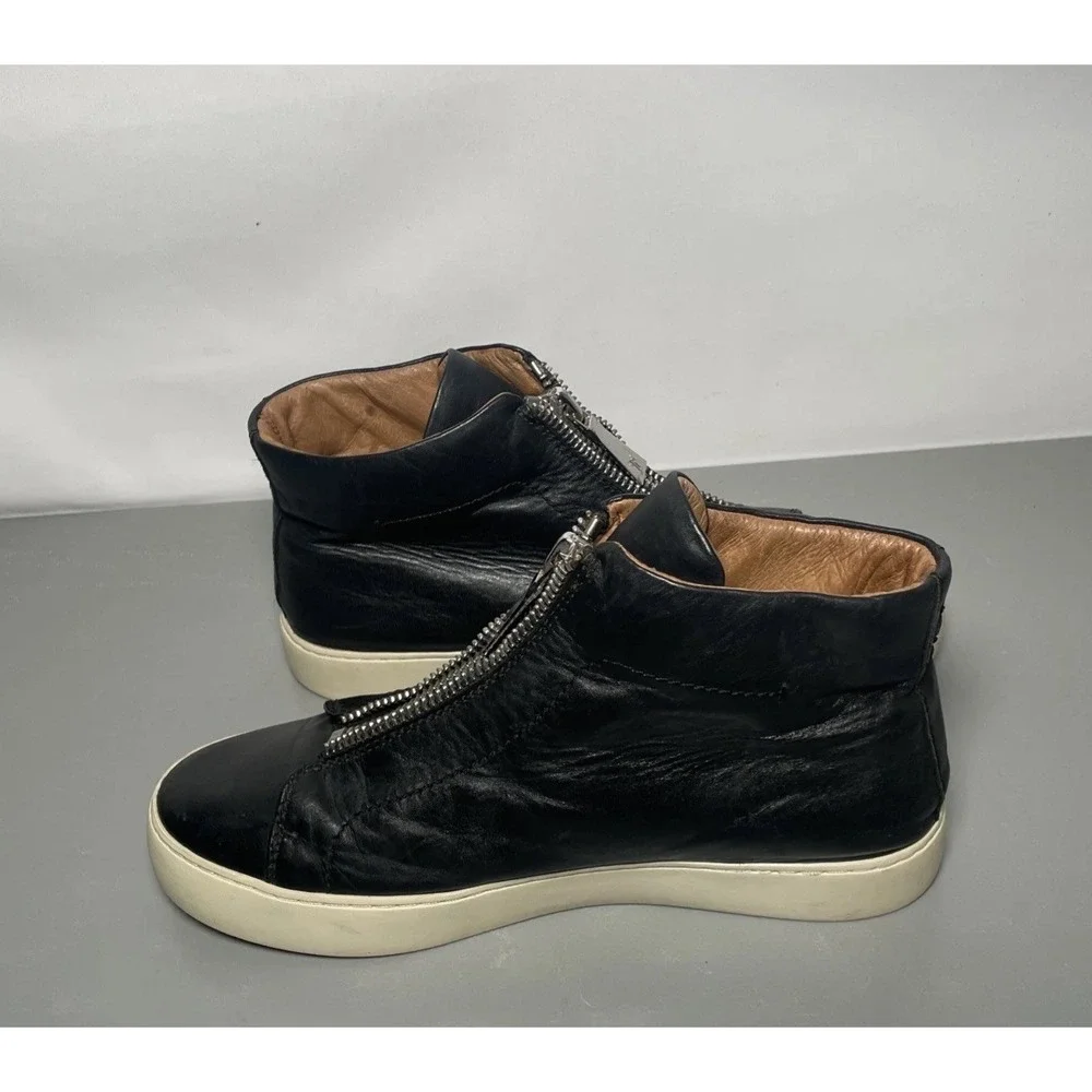 Frye Lena Womens Size 9M Black Leather Bootie Zip-Up High-Top Sneakers